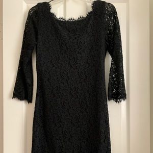 DVF black lace cocktail dress